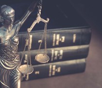 Scales of justice and law books