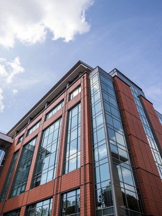 Angled view of Bristol campus exterior