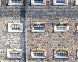 Prison external brick wall and windows