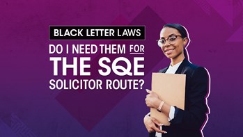 Woman holding folders beside the text - Black letter laws: Do I need them for the SQE solicitor route?