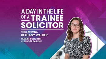 Alumna and Trainee Solicitor Bethany Walker - a young lady with glasses and long hair
